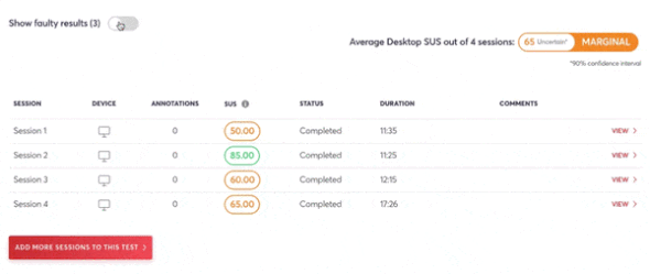 Show faulty results